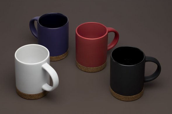 Кружка с пробковой подставкой Corky, белая 