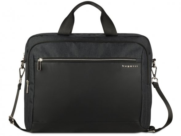 Портфель мужской BUGATTI Sera, антрацитовый, полиэстер, 40х11х34 см 