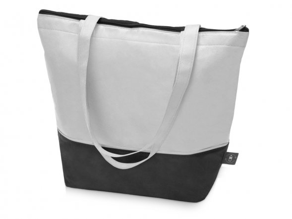 Сумка-холодильник Reviver с длинными ручками из нетканого переработанного материала RPET, белый/черный 