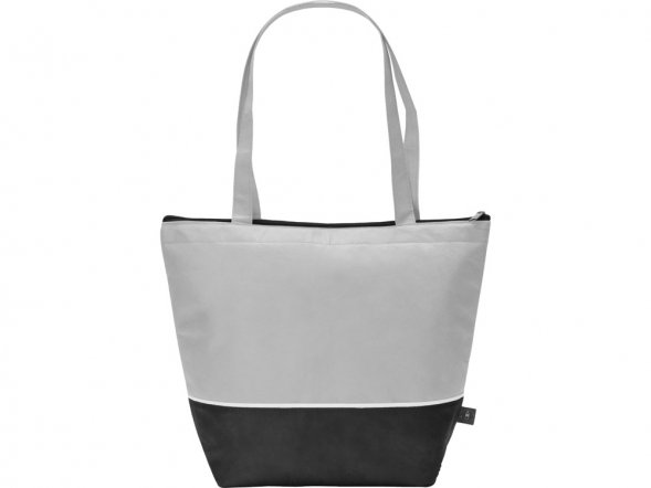 Сумка-холодильник Reviver с длинными ручками из нетканого переработанного материала RPET, белый/черный 