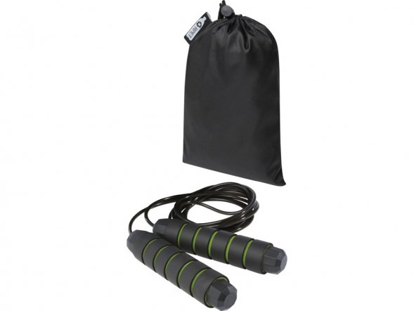 Austin, скакалка с мягкими ручками в чехле из переработанного PET-материала, зеленое яблоко 