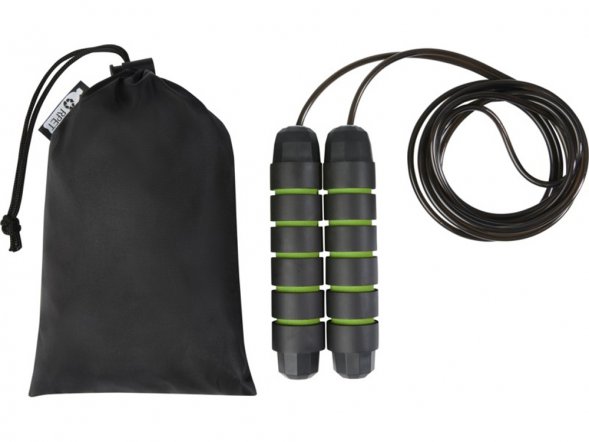 Austin, скакалка с мягкими ручками в чехле из переработанного PET-материала, зеленое яблоко 