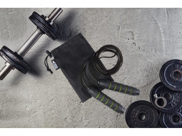 Austin, скакалка с мягкими ручками в чехле из переработанного PET-материала, зеленое яблоко 