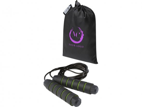 Austin, скакалка с мягкими ручками в чехле из переработанного PET-материала, зеленое яблоко 