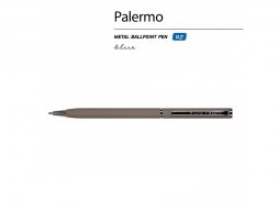 Ручка Palermo шариковая  автоматическая, серый металлический корпус  0,7 мм, синяя