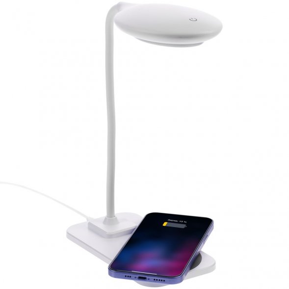 Настольная лампа с беспроводной зарядкой Modicum, белая 