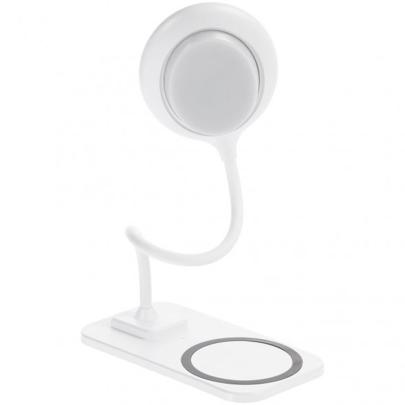 Настольная лампа с беспроводной зарядкой Modicum, белая 