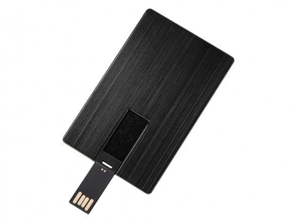Флеш-карта USB 2.0 16 Gb в виде металлической карты Card Metal, черный 