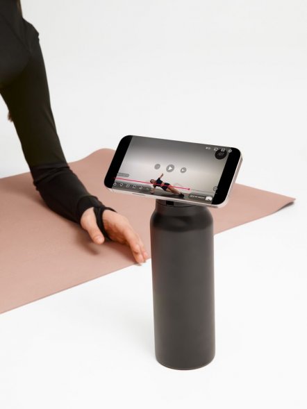 Термобутылка Magnus с магнитным держателем для телефона, черная 