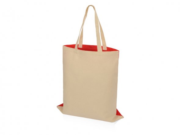 Сумка для шопинга Twin двухцветная из хлопка, 180 г/м2, красный/натуральный 