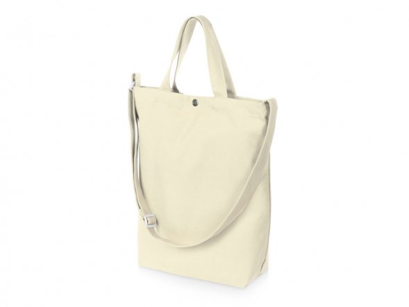 Сумка Helfer из хлопка на кнопке с регулирующейся лямкой, натуральный 