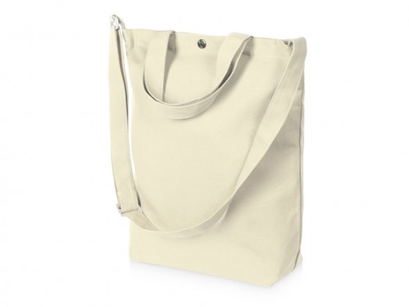 Сумка Helfer из хлопка на кнопке с регулирующейся лямкой, натуральный 