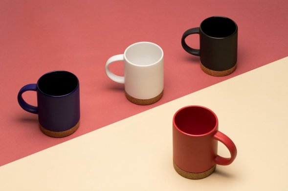 Кружка с пробковой подставкой Corky, синяя 