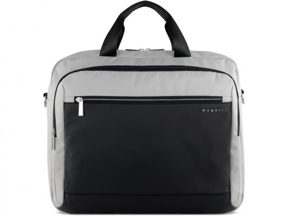 Портфель мужской BUGATTI Sera, светло-серый, полиэстер, 40х11х34 см, 15 л 