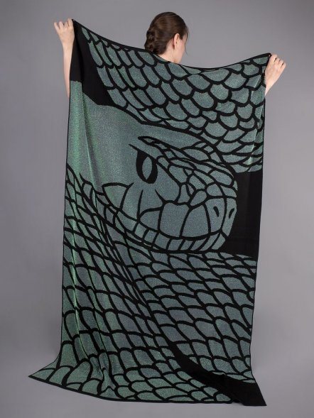 Плед Serpentica, черный с люрексом 