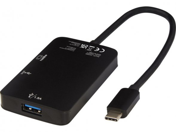 ADAPT Алюминиевый мультимедийный переходник Type-C (USB-A/Type-C/HDMI), черный 
