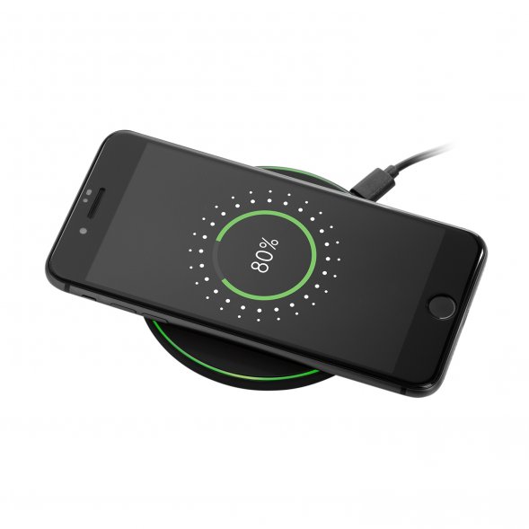 Беспроводное зарядное устройство с подсветкой 15W Auris, черное 