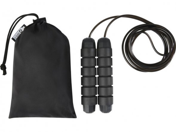 Austin, скакалка с мягкими ручками в чехле из переработанного PET-материала, черный 