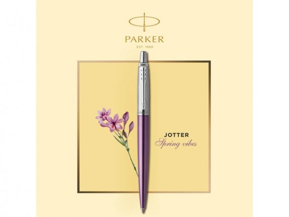 Шариковая ручка Parker Jotter Victoria Violet Chrome CT, стержень:M, цвет чернил: blue в подарочной блистерной упаковке 