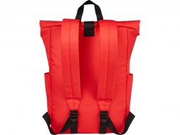 Рюкзак Byron 15,6 объемом 18 л со скручиваемым верхом, изготовленный из переработанного ПЭТ по стандарту GRS, красный