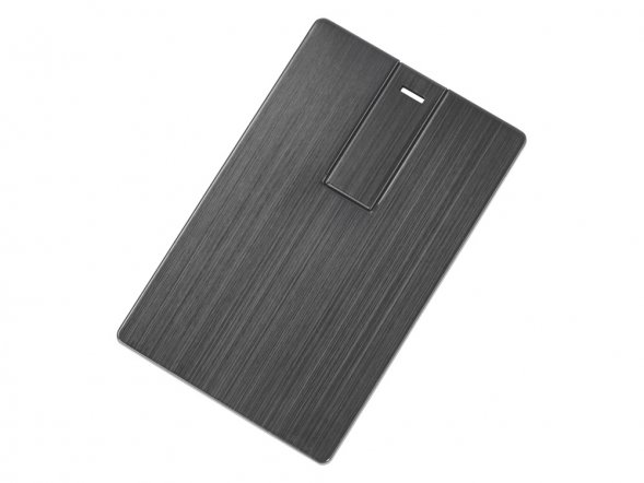 Флеш-карта USB 2.0 16 Gb в виде металлической карты Card Metal, темно-серый 