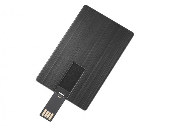 Флеш-карта USB 2.0 16 Gb в виде металлической карты Card Metal, темно-серый 
