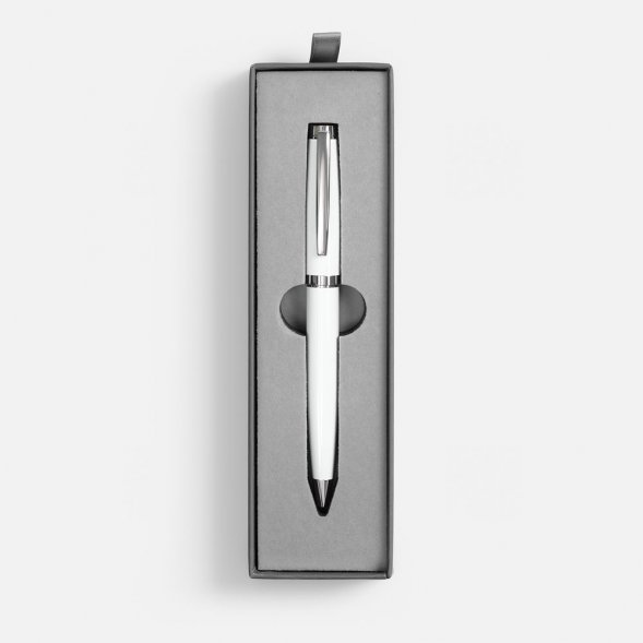 Ручка шариковая Letra Chrome в футляре, белая 
