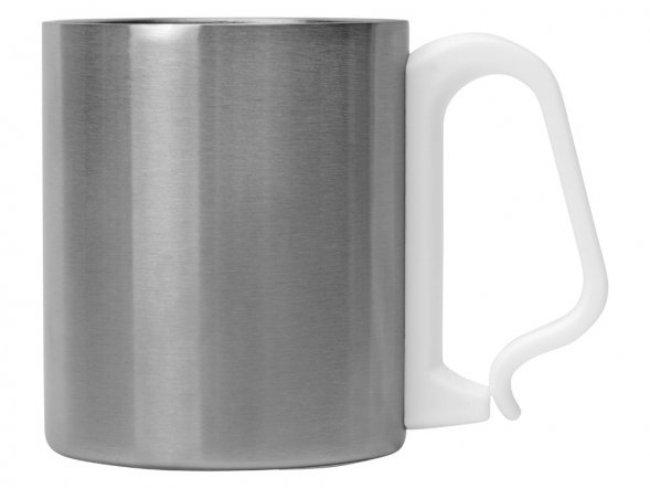 Стальная кружка Climber с пластиковой ручкой, серебристый/белый 