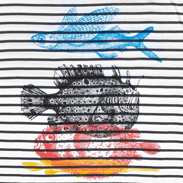 Футболка женская «Морские обитатели», белая с темно-синим 