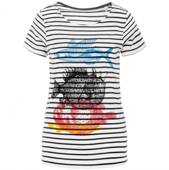 Футболка женская «Морские обитатели», белая с темно-синим 