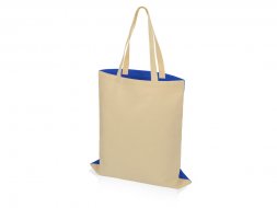 Сумка для шопинга Twin двухцветная из хлопка, 180 г/м2, синий/натуральный