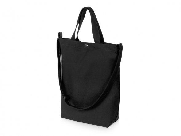 Сумка Helfer из хлопка на кнопке с регулирующейся лямкой, черный 