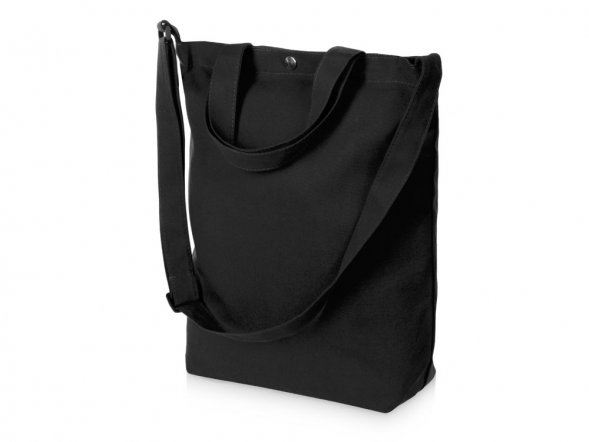 Сумка Helfer из хлопка на кнопке с регулирующейся лямкой, черный 