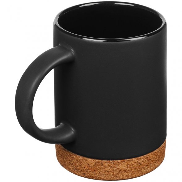 Кружка с пробковой подставкой Corky, черная 