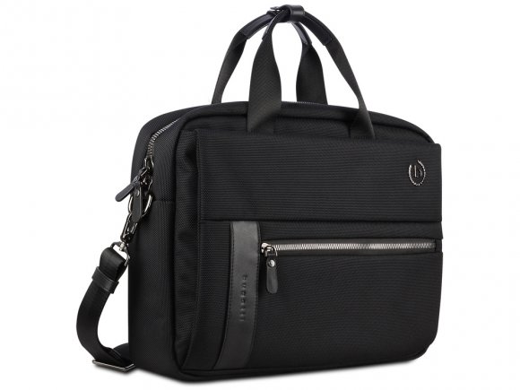 Портфель мужской BUGATTI Nero 15'', чёрный, нейлон 1680D/кожа, 42х10х30 см 