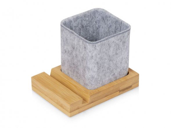 Подставка для ручек и телефона из бамбука Takeshi, серый 