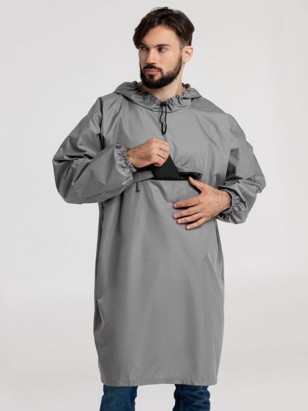 Дождевик-анорак Hard Work, серый, единый размер 