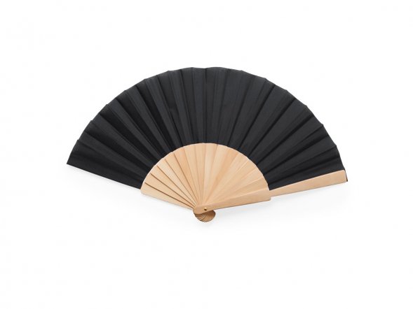 Веер CALESA с деревянными вставками и тканью из полиэстера, черный 