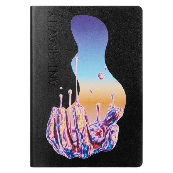 Ежедневник Galaxy недатированный, гибкая обложка, срез голограф. фольга, черный 