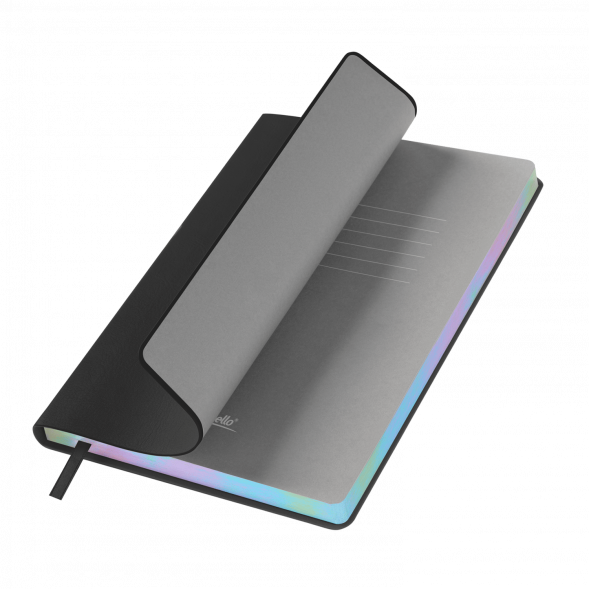 Ежедневник Galaxy недатированный, гибкая обложка, срез голограф. фольга, черный 