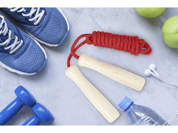 Jake, детская скакалка с деревянными ручками, красный 