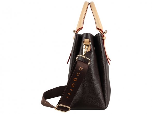 Сумка женская BUGATTI Ella, тёмно-коричневая, полиуретан, 27х12х23,5 см 