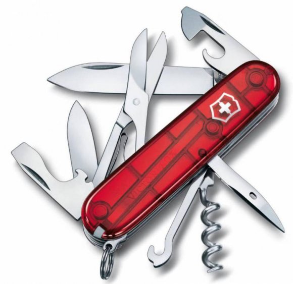 Офицерский нож Climber 91, прозрачный красный 