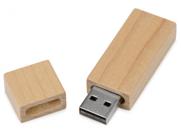 Флеш-карта USB 2.0 16 Gb Woody с магнитным колпачком, натуральный 