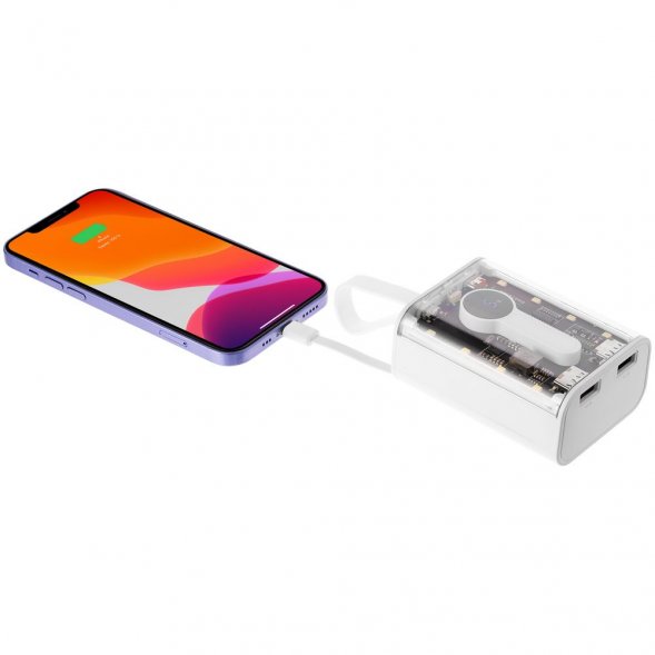 Аккумулятор c быстрой зарядкой Trellis Quick 10000 мАч, белый 