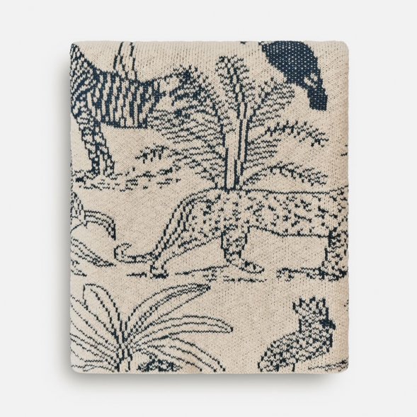 Плед Savanna, белый с синим 