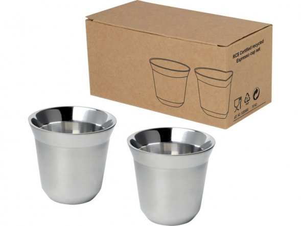 Duo набор чашек для эспрессо из нержавеющей стали, сертифицированный согласно RCS, 80 мл - Серебряный 
