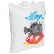 Холщовая сумка «Морские обитатели», молочно-белая 