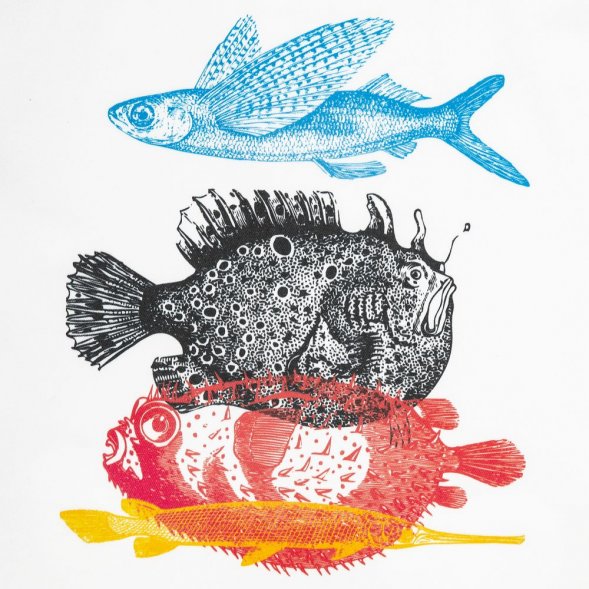 Холщовая сумка «Морские обитатели», молочно-белая 