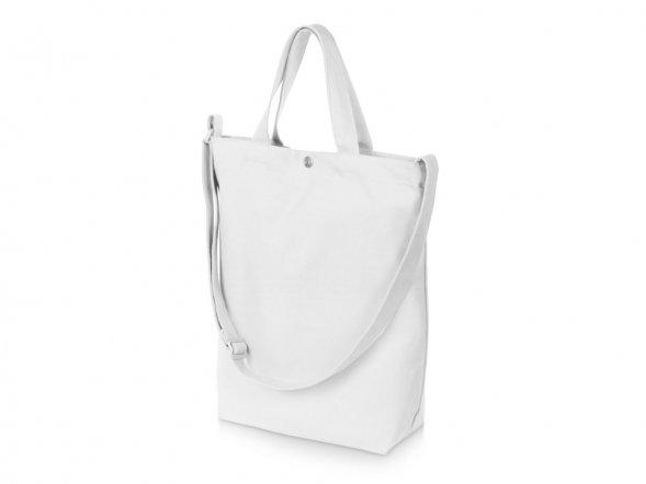 Сумка Helfer из хлопка на кнопке с регулирующейся лямкой, белый 